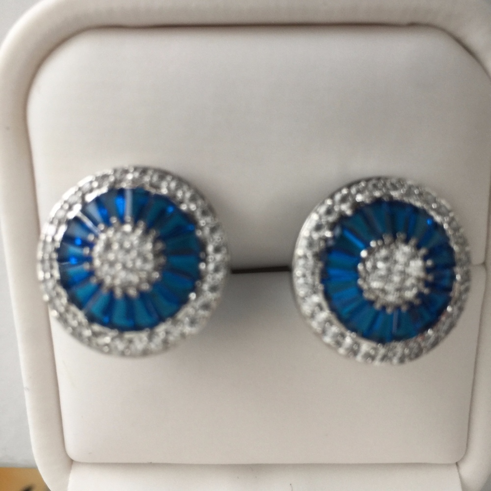 Sparkling Stud Royal Blue Round Earring